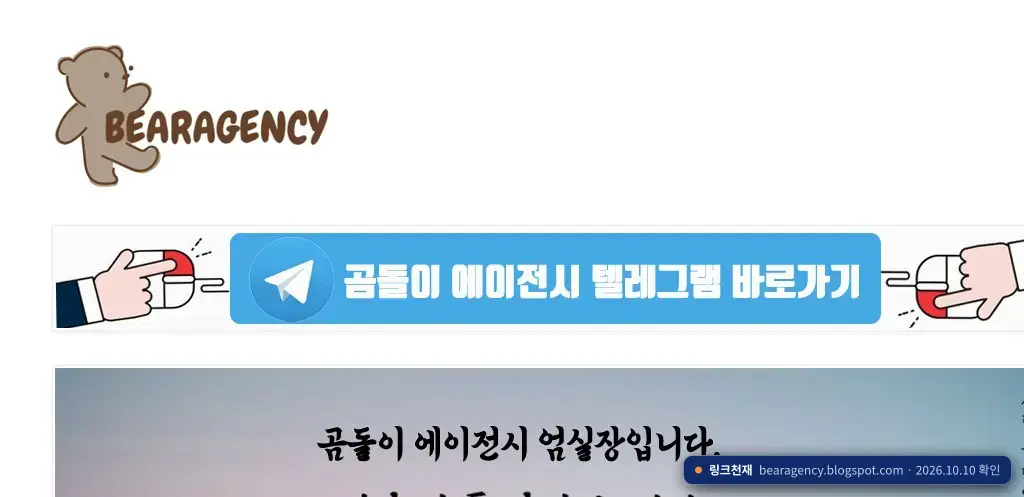 곰돌이에이전시 접속 화면