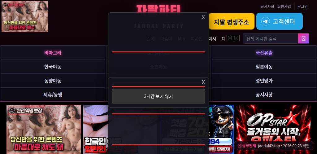 자딸파티(jaddal42.top) 접속 화면