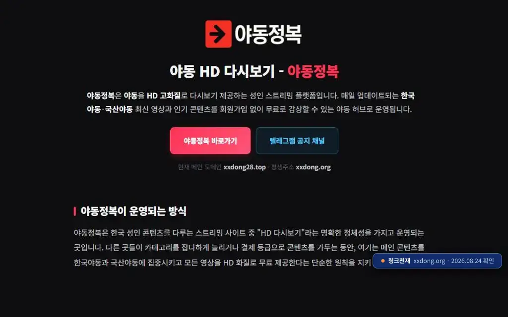 야동정복(xxdong.org) 접속 화면